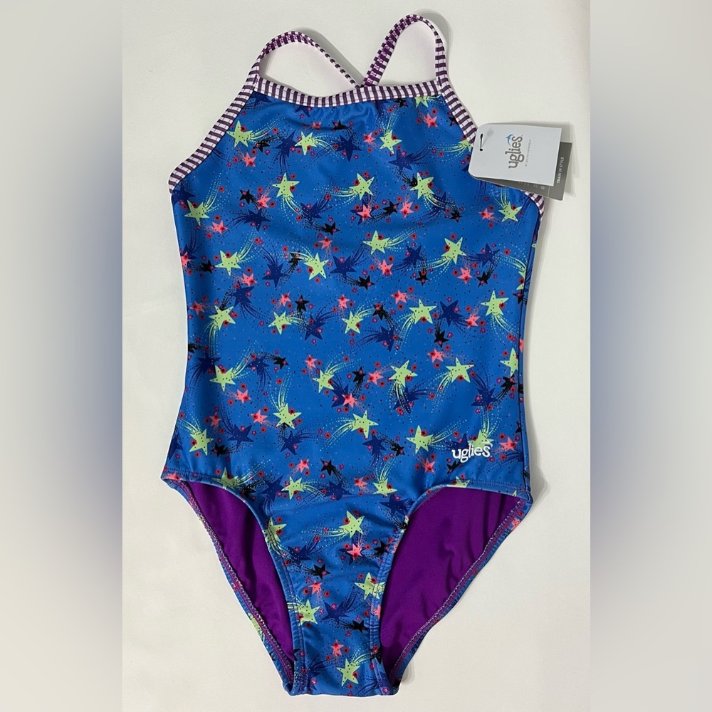 Uglies Girls Stargazer Criss-Cross Back One Piece Swimsuit Size: 16 NWT
